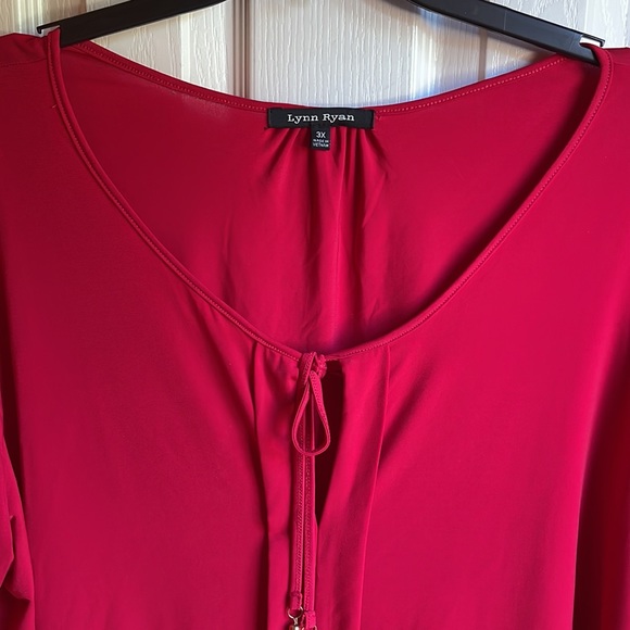NWT LYNN RYAN CHERRY RED LONG SLEEVE BLOUSE SZ 3X - Picture 2 of 7